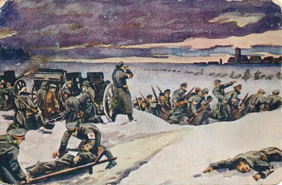 Eroberung des deutschen Flughafens in Ławica bei Posen durch die großpolnischen Aufständischen, in der Nacht vom 4. zum 5. Januar 1919
