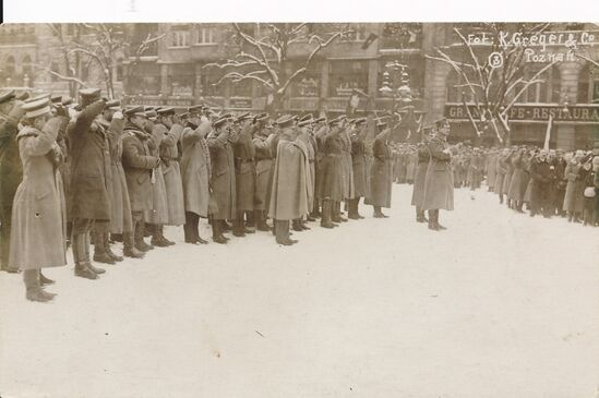 Vereidigung des 1. Großpolnischen Schützen-Regiments. Posen, 26.01.1919