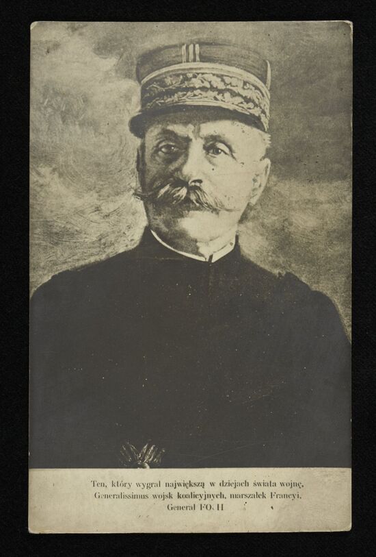 Postkarte, die an Marschall Ferdinand Foch erinnert, 20er Jahre XX. Jh. Fot. aus den Samml. von Polona